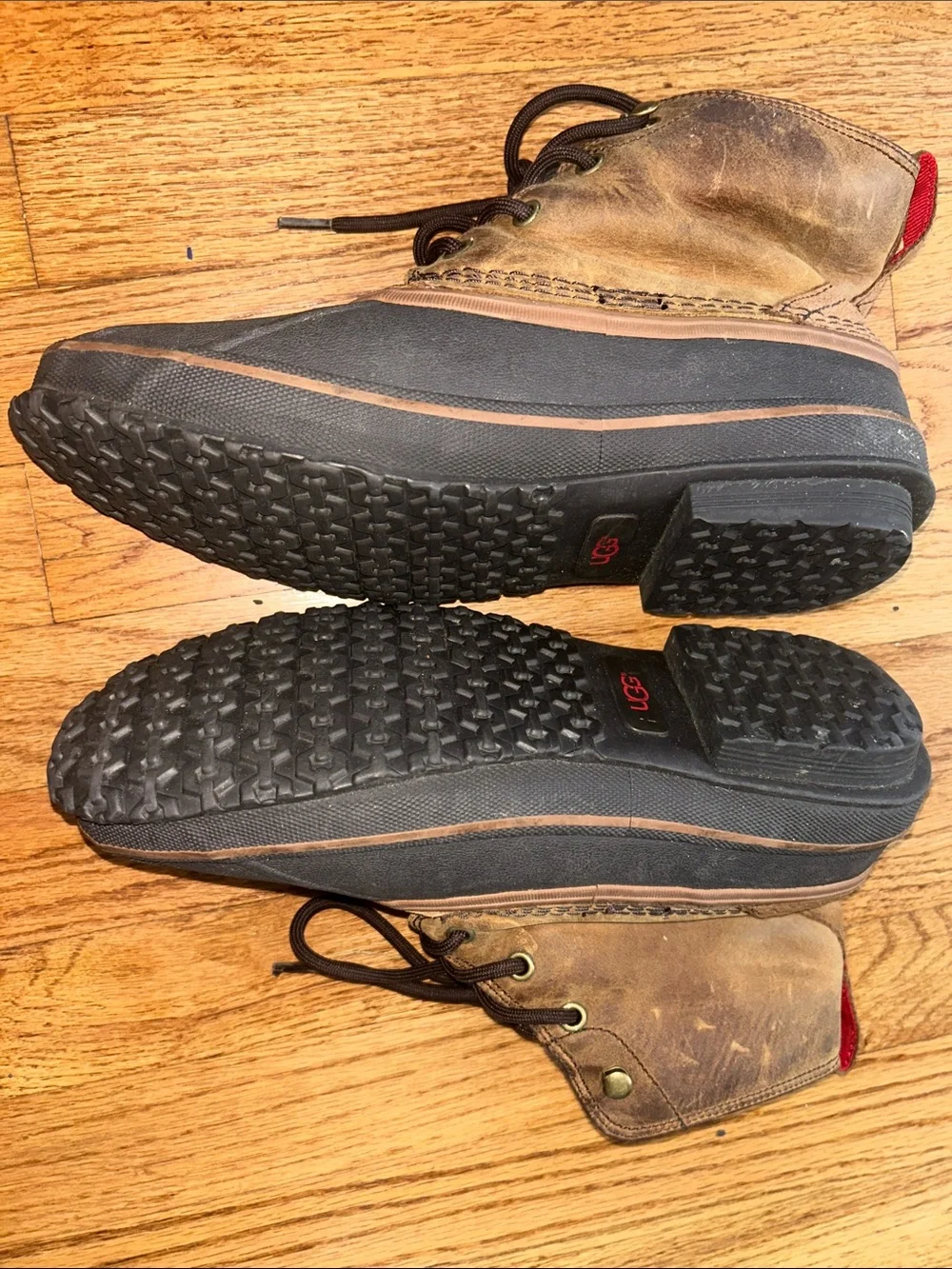 Men's Ugg Brown/Tan Duck Boots - Lace-Up Waterproof Outdoor Shoes size 9